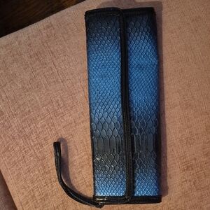 Blue and Black Snakeskin Clutch